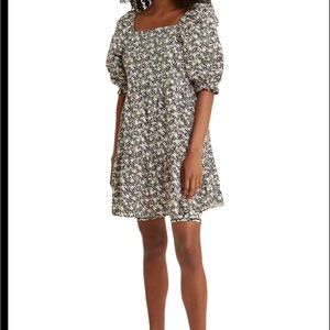 Levi’s Willa Floral Puff Sleeve Trapeze Dress Floral Obsidian